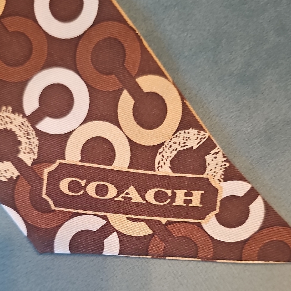 Coach Signature Monogram Silk Skinny Scarf / Twilly - Picture 3 of 7